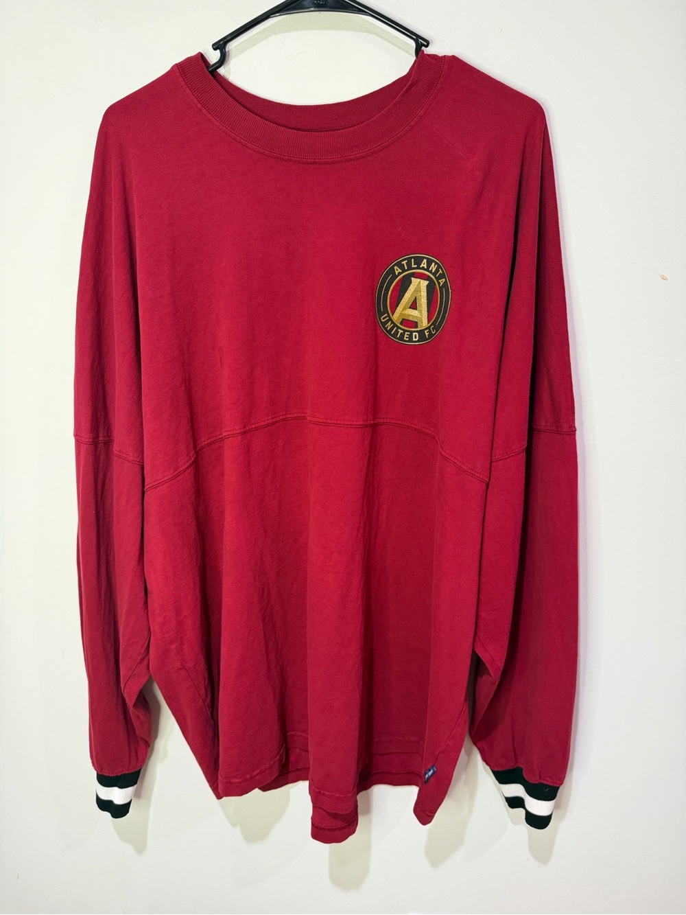 Fanatics Atlanta United Red Long Sleeve Crewneck Spirit Jersey